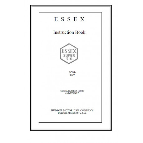 Essex 1930 Instruction Book