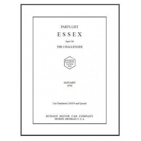 Essex 1930 Parts List Book