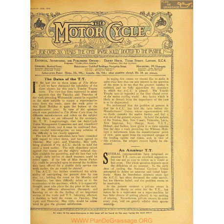 The Motor Cycle 1922 01 January 12 Vol28 N0981 The Dates Of The Tt