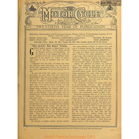 The Motor Cycle 1922 08 August 24 Vol29 N1013 The Acu Six Days Trials