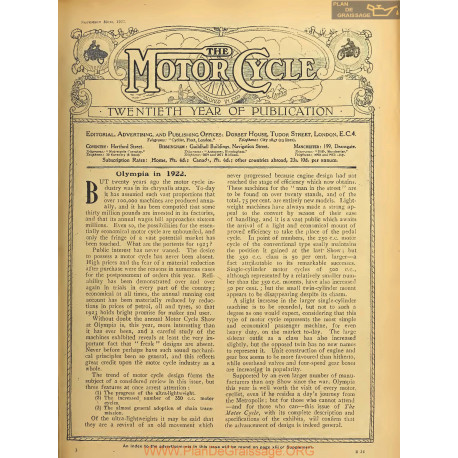 The Motor Cycle 1922 11 November 30 Vol29 N1027 Olympia In 1922