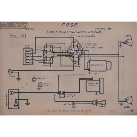 Case R 6volt Schema Electrique 1915 Westinghouse V2
