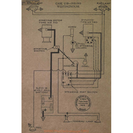 Case U18 Schema Electrique 1918 1919 Westnghouse