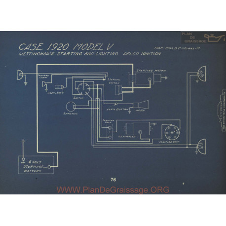 Case V Schema Electrique 1920 Westinghouse Delco