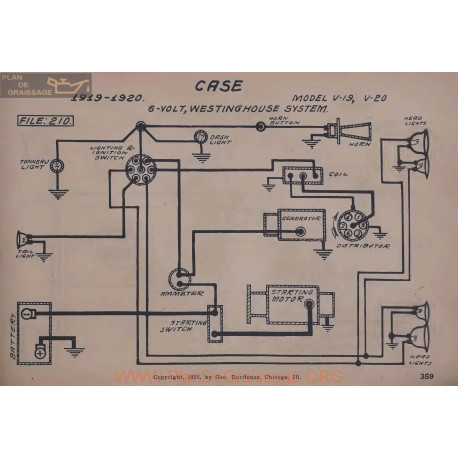 Case V19 V20 6volt Schema Electrique 1919 1920 Westinghouse