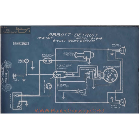 Abbott Detroit 6 44 6volt Schema Electrique 1916 1917