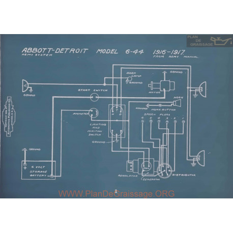 Abbott Detroit 6 44 Remy Schema Electrique 1916 1917