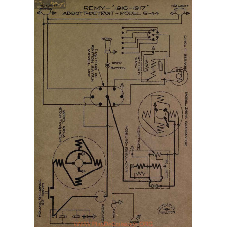 Abbott Detroit 6 44 Schema Electique 1916 1917 Remy