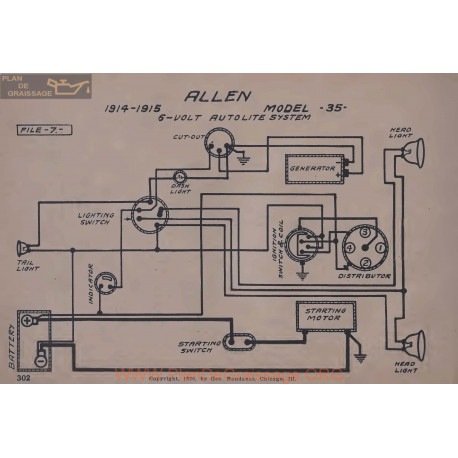 Allen 35 6volt Schema Electrique 1914 1915 Autolite