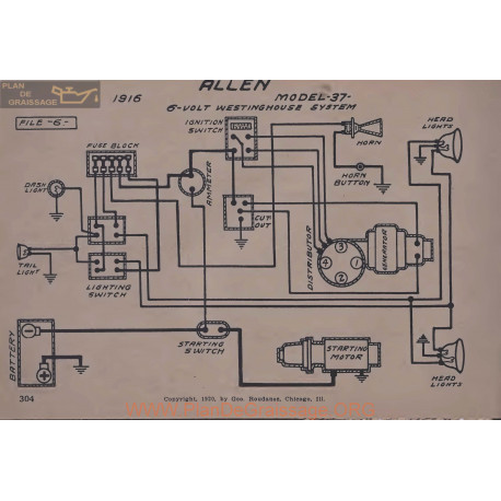 Allen 37 6volt Schema Electrique 1916 Westinghouse V5