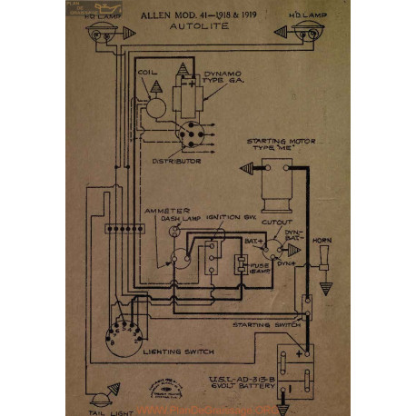 Allen 41 Scema Electrqie 1918 1918 Autolite