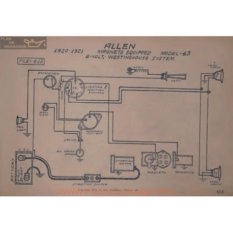 Allen 43 6volt Magneto Schema Electrique 1920 1921 Westinghouse