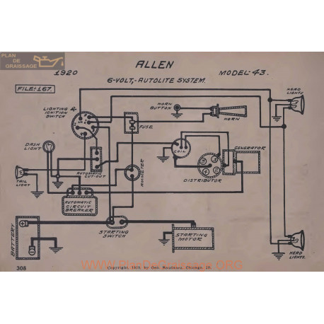Allen 43 6volt Schema Electrique 1920 Autolite V2