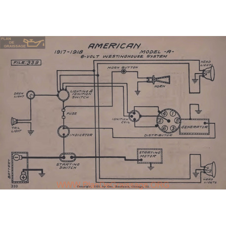 American A 6volt Schema Electrique 1917 1918 Westinghouse