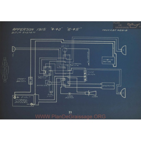 Apperson 4 40 6 45 Schema Electrique 1915 Bijur