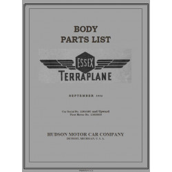 Essex 1932 Terraplane Body Parts List September