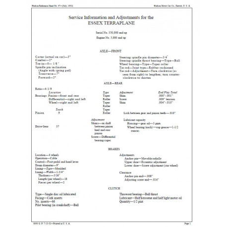 Essex 1932 Terraplane Mech Specs