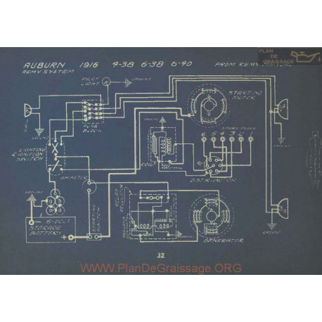 Auburn 4 38 6 38 6 40 Schema Electrique 1916 Remy