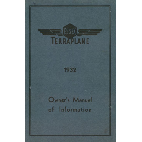 Essex 1932 Terraplane Owners Manual