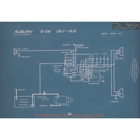 Auburn 6 39 Schema Electrique 1917 1918