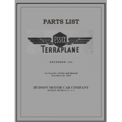 Essex 1932 Terraplane Parts List December