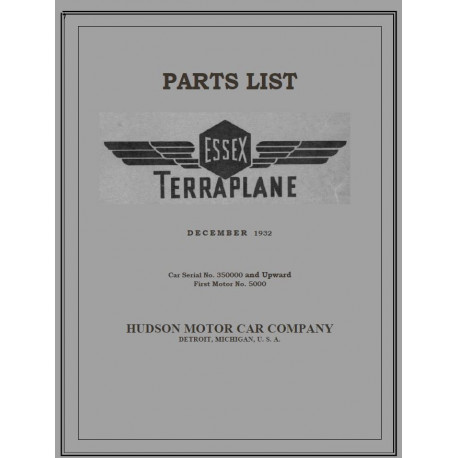 Essex 1932 Terraplane Parts List December