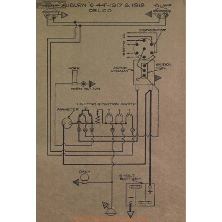 Auburn 6 44 Schema Electrique 1917 1918 Delco