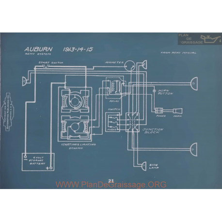 Auburn Remy Schema Electrique 1913 1914 1915