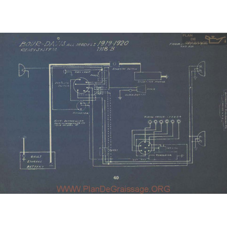 Bour Davis B Schema Electrique 1918 1919 1920 Remy