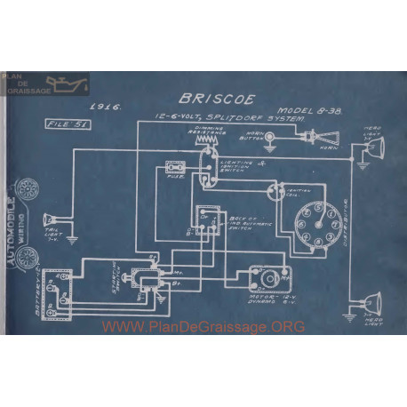 Briscoe 12volt 6volt 8 38 Schema Electrique 1916 Splitdorf