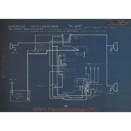 Briscoe 4 24 Schema Electrique 1917 1918 1919 Splitdorf Apelco