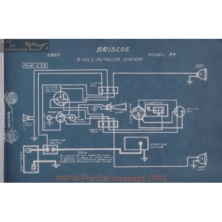 Briscoe 6volt 34 Schema Electrique 1920 Autolite