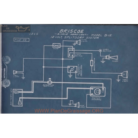 Briscoe B15 12volt Schema Electrique 1915 Splitdorf