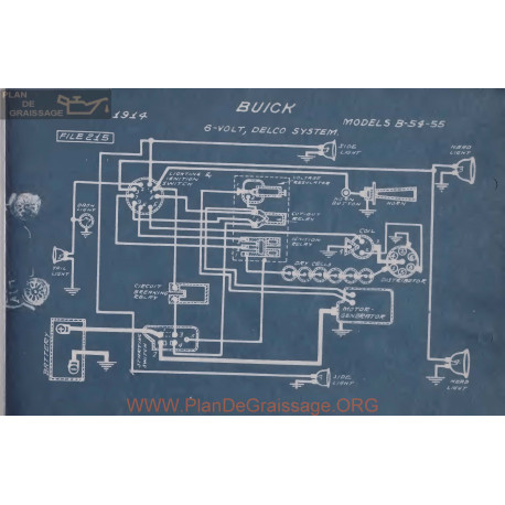 Buick 8 54 55 6volt Schema Electrqiue 1914 Delco