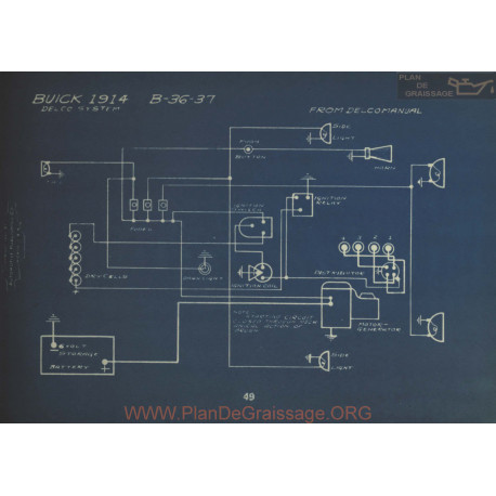 Buick B36 B37 Schema Eelctrique 1914 Delco