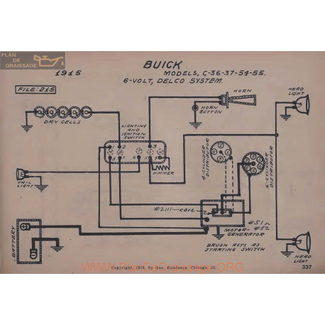 Buick C36 C37 C54 C55 6volt Schema Electrique 1915 Delco V2