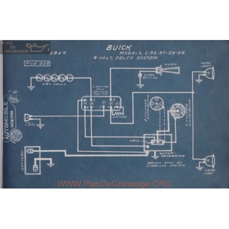 Buick C36 C37 C54 C55 6volt Schema Electrique 1915 Delco