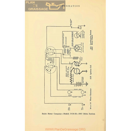 Buick D34 D35 Schema Electrique 1917 Delco