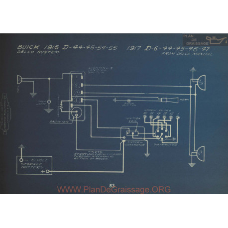 Buick D44 D45 D54 D55 D46 Schema Electrique 1916 1917 Delco