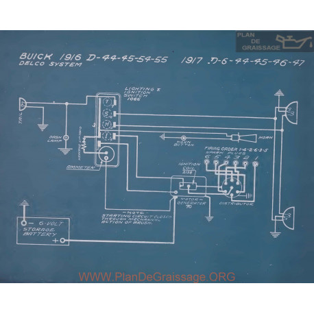 Buick D44 D45 D54 D55 Schema Electrique 1916