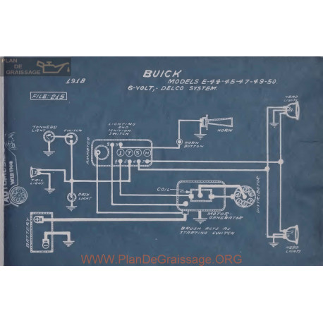 Buick E44 E45 E47 E49 E50 6volt Schema Electrique 1918 Delco