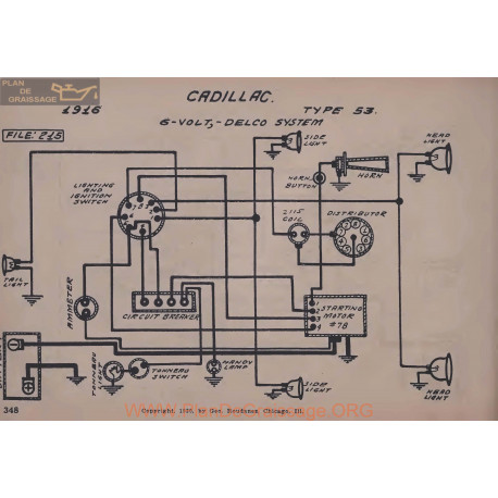 Cadillac 53 6volr Schema Electrique 1916 Delco