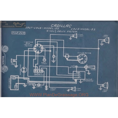 Cadillac 55 57 6volt Schema Electrique 1917 1918 1919 Delco