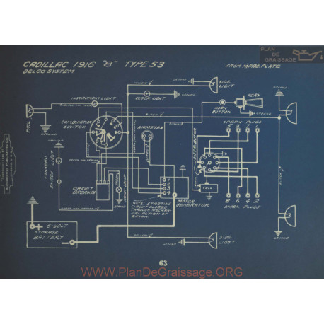 Cadillac 8 Type 53 Schema Electrique 1916 Delco