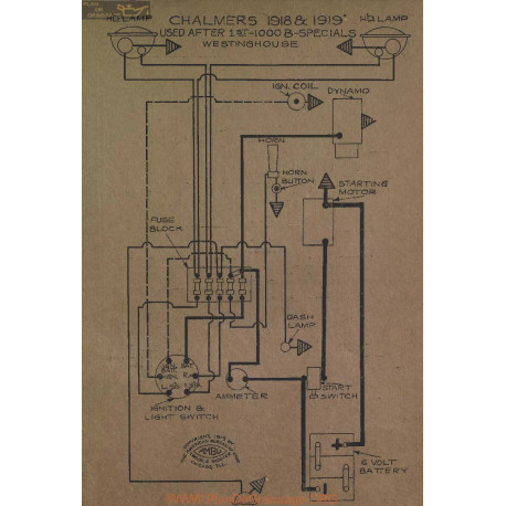 Chalmers 1000b Specials Schema Electrique 1918 1919 Westnghouse