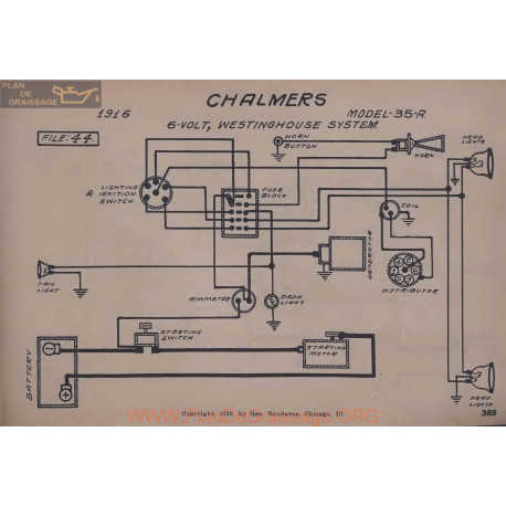 Chalmers 35a 6volt Schema Electrique 1916 Westinghouse V2