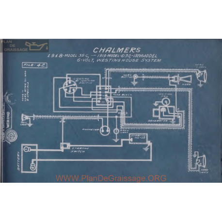 Chalmers 35c 6 30 6volt Schema Electrique 1918 1919 Westinghouse