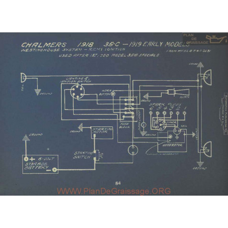 Chalmers 35c Early Schema Electrique 1918 1919 Westinghouse Remy
