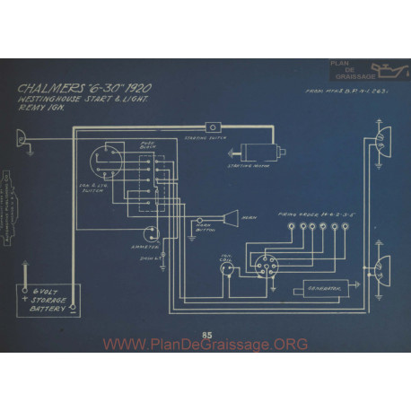 Chalmers 6 30 Schema Electrique 1920 Westinghouse Remy