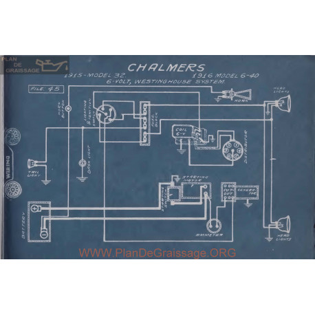 Chalmers 6 40 32 Schema Electrique 1915 1916 Westinghouse